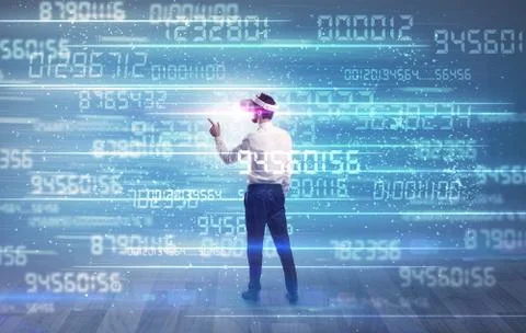 Businessman with variable numbers around Stock-Fotos