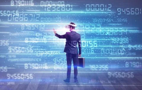 Businessman with variable numbers around Stock-Fotos