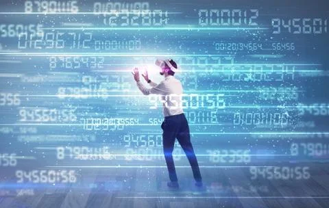 Businessman with variable numbers around Stock-Fotos