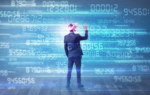 Businessman with variable numbers around 스톡 사진