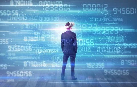 Businessman with variable numbers around Stock-Fotos