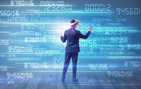 Businessman with variable numbers around Fotos de archivo