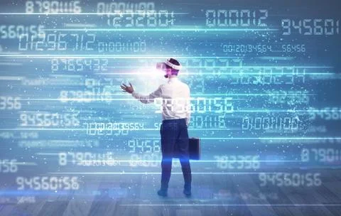 Businessman with variable numbers around Stock-Fotos