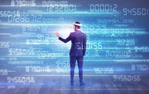 Businessman with variable numbers around Stock Photos
