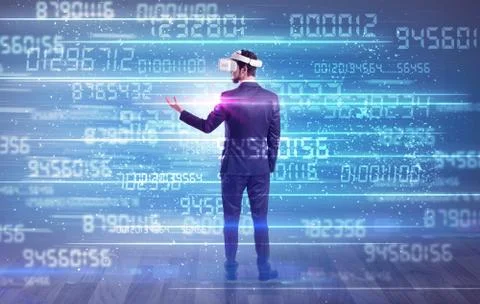 Businessman with variable numbers around 스톡 사진