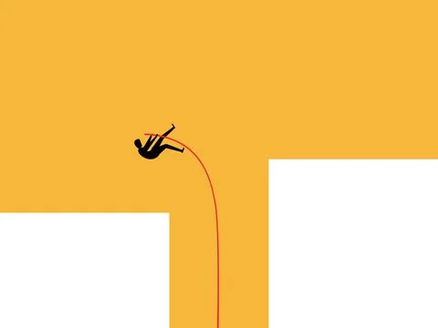 Businessman vaults over gap with pole Ilustración de archivo