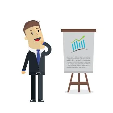 Businessman Vector Illustration. Presentation on board Stock Illustration