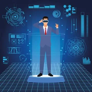 Businessman with virtual glasses Stock Illustration