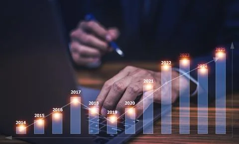 Businessman visual screen computer trading online stock market concept or Inv Stock Photos