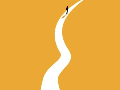 Businessman walking along the path Stock Illustration