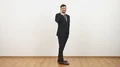The businessman walking and phoning on the white wall background 4k or 4k+ Resolution