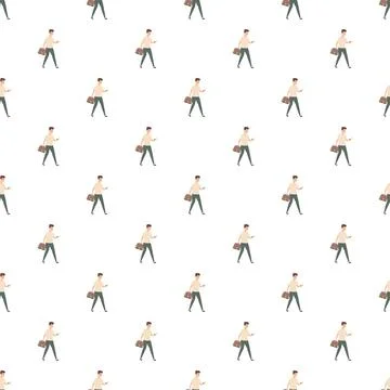 Businessman walking and using smartphone pattern Stock Illustration