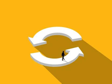 Businessman walking in a loop in a circle recycle icon. vector illustration Stock Illustration