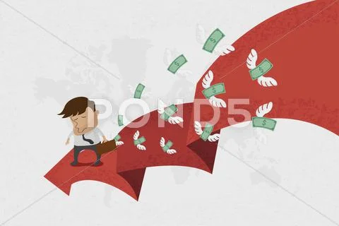 Businessman walking on the red arrow street to failure , eps10 vector format Stock Illustration