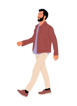 Businessman walking side view vector on white. Stock Illustration