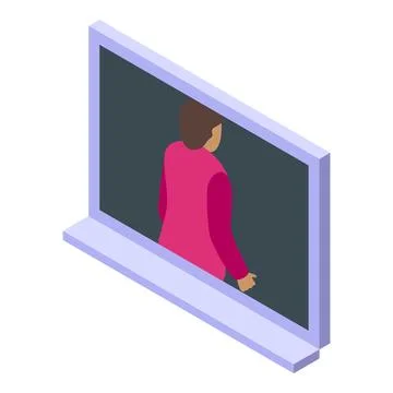 Businessman walking through interactive digital screen Stock Illustration