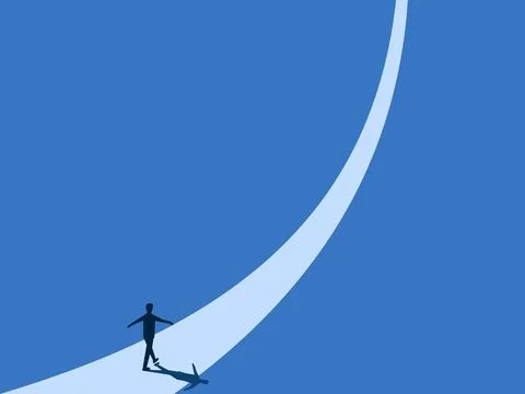Businessman walking towards a higher path Illustrazione stock