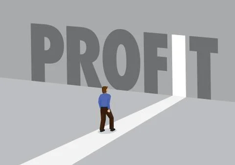Businessman walking towards a light path with the text profit. Business conce Stock Illustration