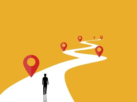 Businessman walks on a path that has been marked out Stock Illustration