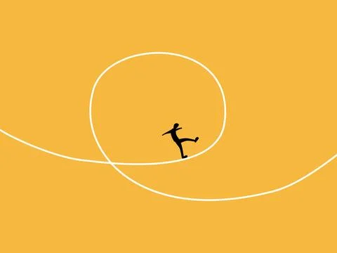 Businessman walks the volatile path of the cycle Stock Illustration