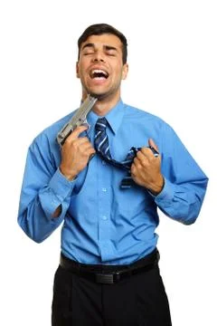 Businessman wants to commit suicide Stock Photos