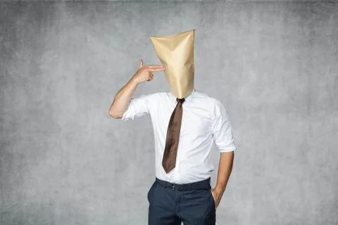 Businessman wants to commit suicide Stock Photos