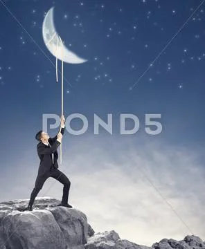 Businessman wants the moon Stock Photos