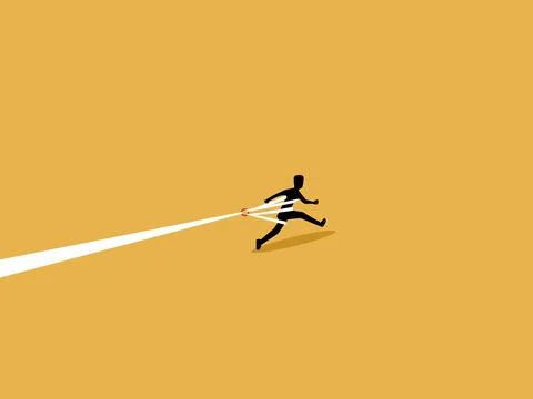 Businessman was being held back by a burdensome rope Stock Illustration