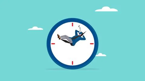 Businessman wasting time, worker problem procrastination time management bu.. Stock Illustration