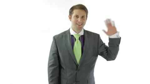 Businessman Waving Stock Footage 11533110