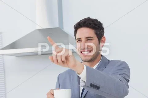 Businessman waving at someone Stock Photos
