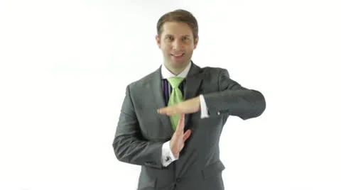 Businessman Waving Timeout Stock Footage 11521874