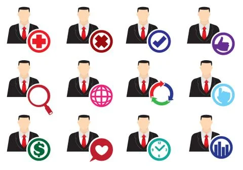 Businessman Web Interface Icon Set Stock Illustration