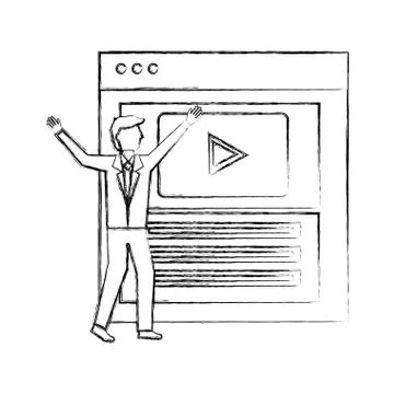 Businessman website video player button Stock Illustration
