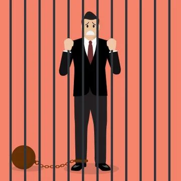 Businessman with weight in prison Stock Illustration