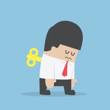 Businessman with wind-up key in his back Stock Illustration