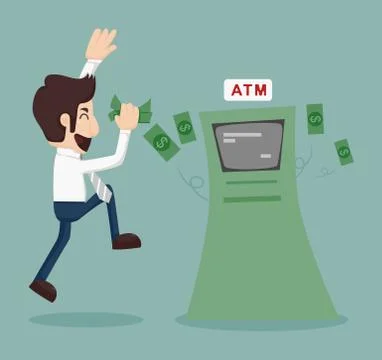 Businessman withdrawing money from atm Stock Illustration