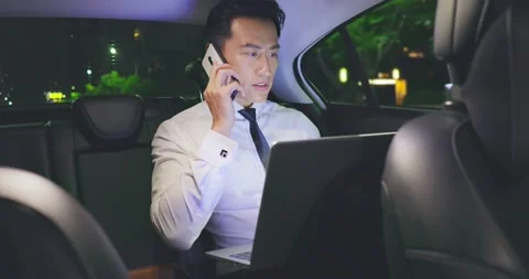 Businessman work in car Stock Footage 141487918