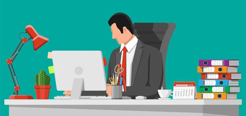 Businessman at work. Stock Illustration