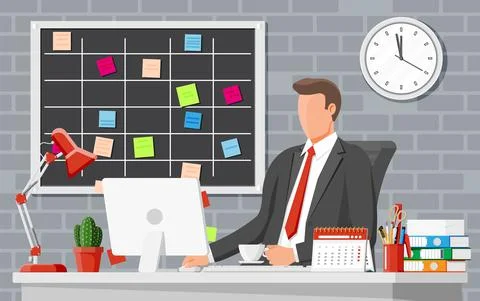Businessman at work. Illustrazione stock