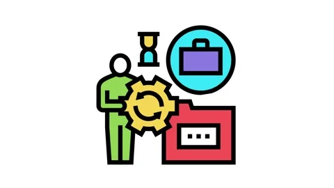 Businessman work optimize color icon animation Stock Footage 164055514