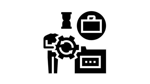 Businessman work optimize glyph icon animation Stock Footage 164219037