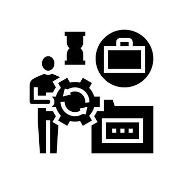Businessman work optimize glyph icon vector illustration Stockillustratie