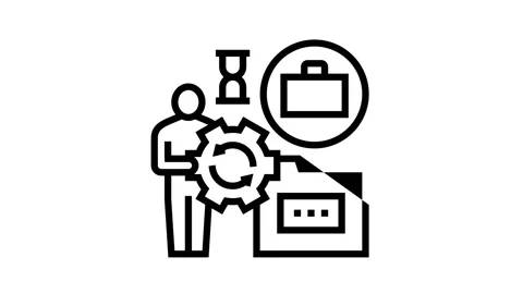 Businessman work optimize line icon animation Stock Footage 164208332