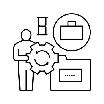 Businessman work optimize line icon vector illustration 库存插图