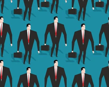 Businessman at work seamless pattern. Manager Casey ornament. Man in black su Illustrazione stock