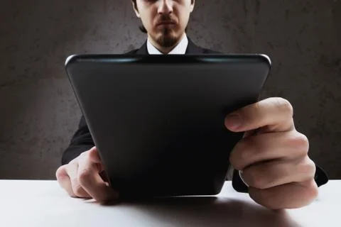 Businessman work tablet computer concept Stock Photos