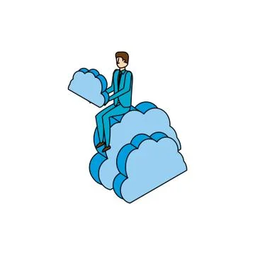 Businessman worker with cloud computing Stock Illustration
