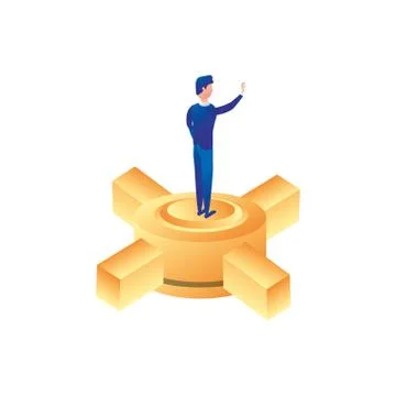 Businessman worker with data center platform Stock Illustration