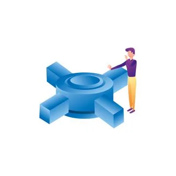 Businessman worker with data center platform Stock Illustration